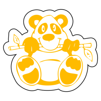 Funny Panda Eating Bamboo Sticker (Yellow)